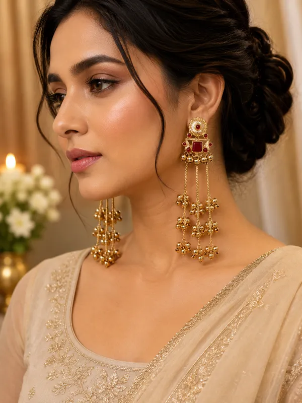 Kashmiri_Gold-Plated_Drop_Earrings