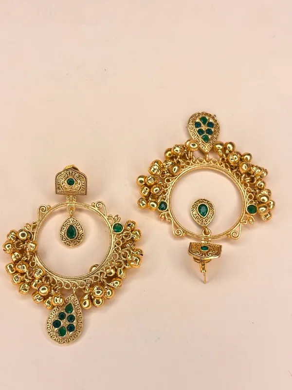 Gold-Plated_Green_Kundan_Ghungroo_Statement_Earrings