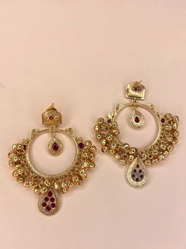 Gold-Plated_Red_Kundan_Ghungroo_Statement_Earrings