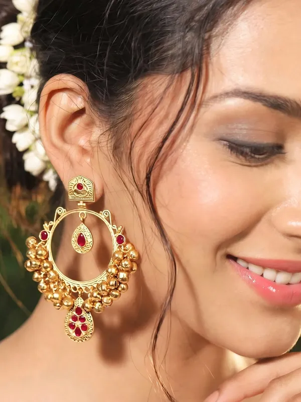 Gold-Plated_Red_Kundan_Ghungroo_Statement_Earrings