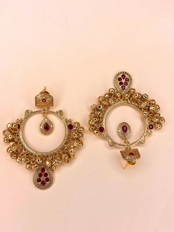 Gold-Plated_Red_Kundan_Ghungroo_Statement_Earrings