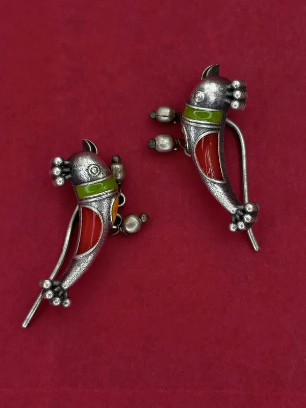 Oxidised_Silver-Plated_Bird_Motif_Drop_Ear_Cuffs_Earrings