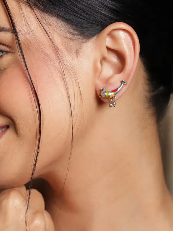 Oxidised_Silver-Plated_Bird_Motif_Drop_Ear_Cuffs_Earrings