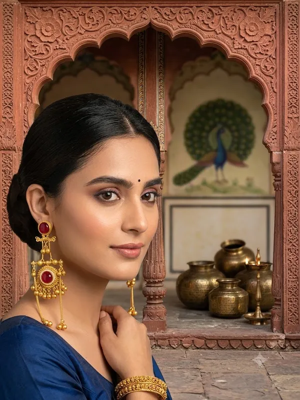 Kashmiri_Gold_Plated_Drop_Earrings