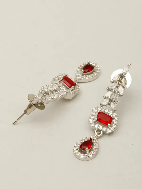 Rhodium-Plated_Ruby_Red_Ad_&_Cubic_Zirconia_Studded_Necklace_Set