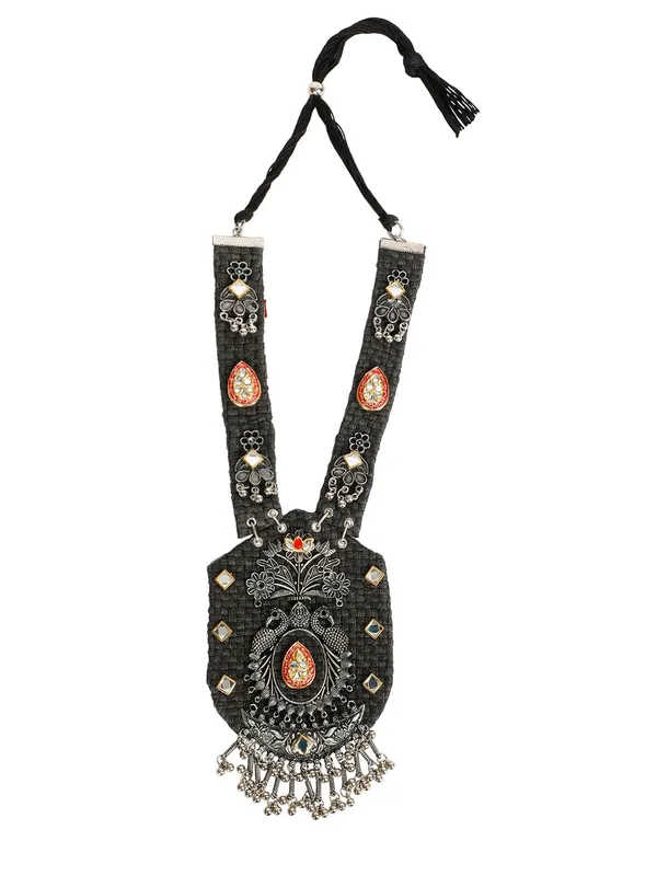 German_Silver_Brass-Plated_Oxidised_Jute_Necklace