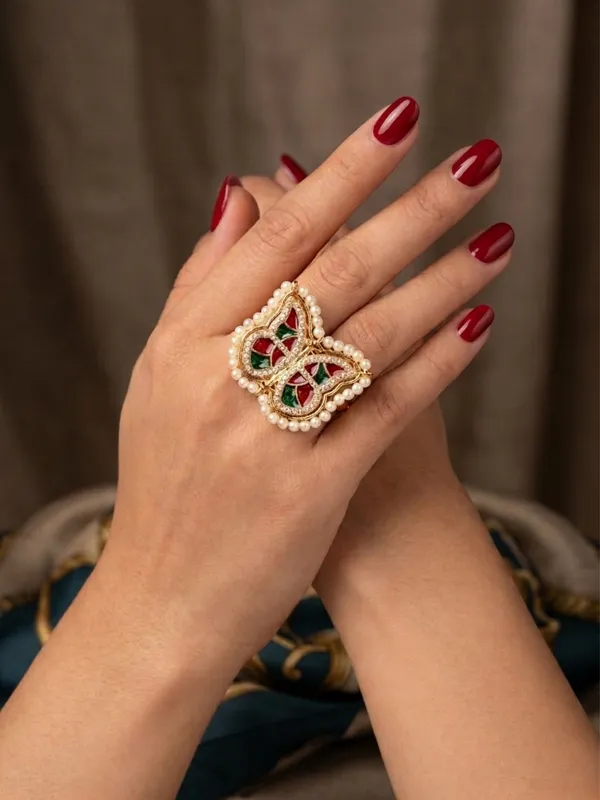 Gold-Plated_Ad_Stones_Studded_&_Butterfly_Shaped_Adjustable_Statement_Finger_Ring