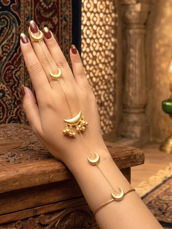 Gold_Plated_Chand_Ghungroo_Hathphool_Kashmiri_Bangle_Bracelet_Set