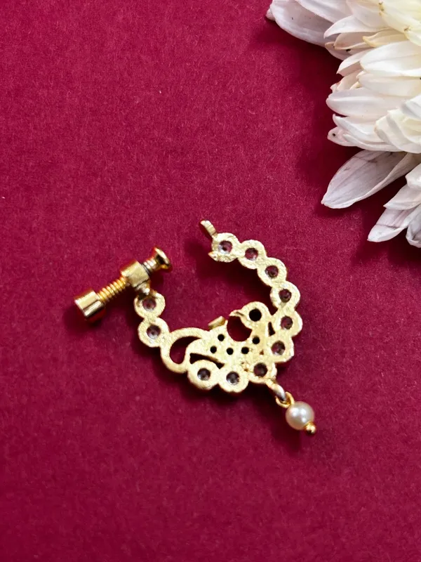 Gold-Plated_Ruby_Red_&_Green_Ad_Studded_Nosepin