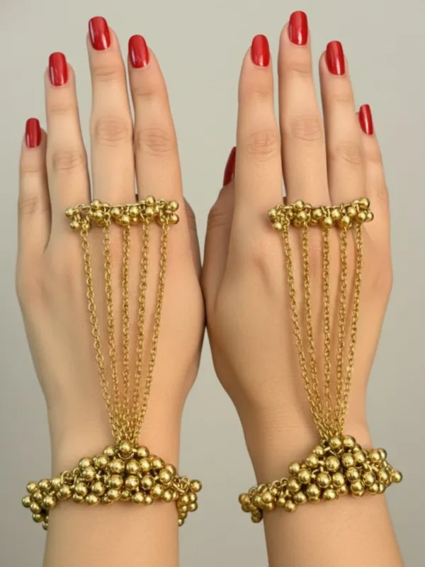 Gold_Plated_Oxidised_Hathphool_Ring_Bracelet