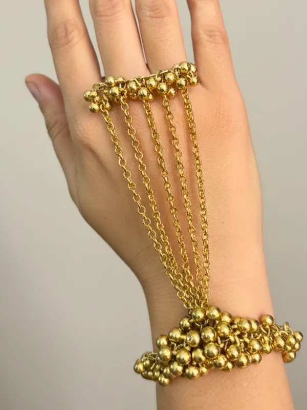 Gold_Plated_Oxidised_Hathphool_Ring_Bracelet