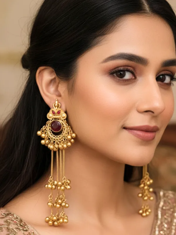 Gold-Plated_Kundan_&_Ghungroo_Beaded_Kashmiri_Drop_Earrings