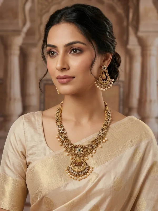 Gold-Plated_Kundan_Stone-Studded_Peacock_&_Jhumka_Pendant_Necklace_Jewellery_Set