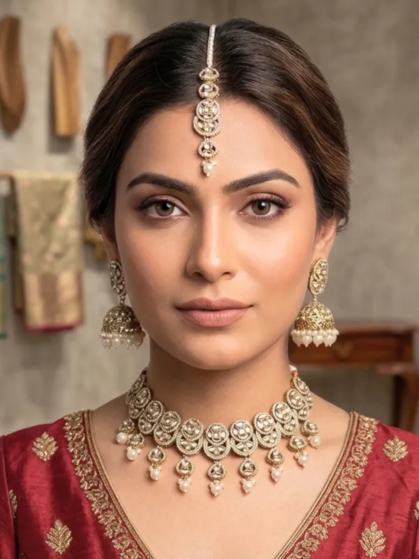 Gold-Plated_Kundan_-Studded_&_Beaded_Studded_Bridal_Jewellery_Set