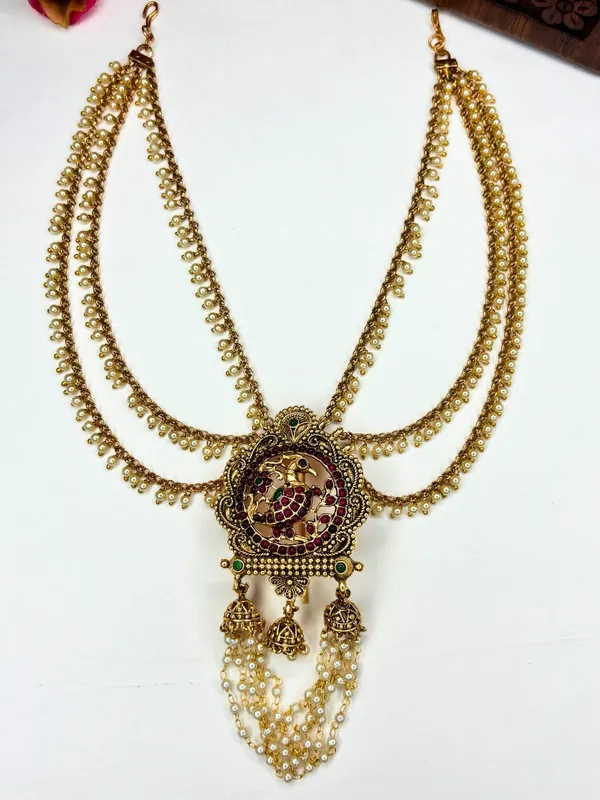 Gold_Plated_Pearl_Kundan_Traditional_Temple_Bridal_Hair_Accessory