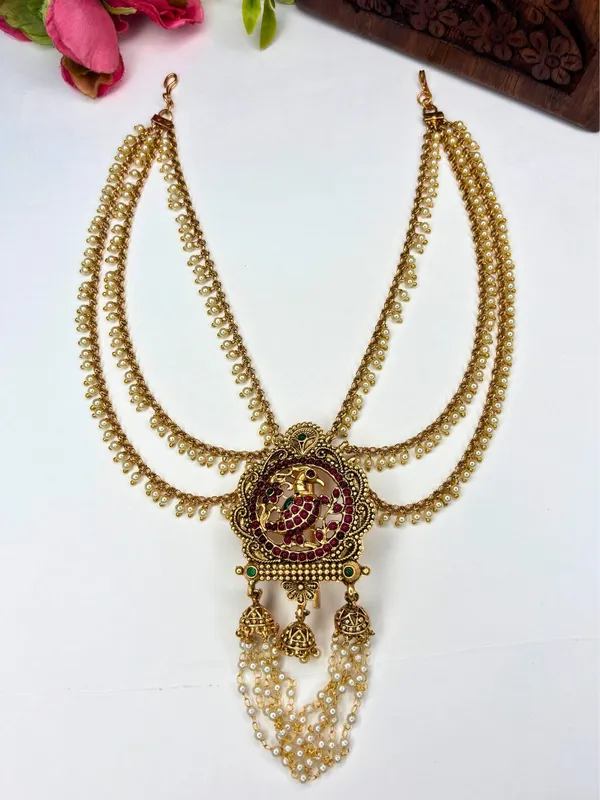 Gold_Plated_Pearl_Kundan_Traditional_Temple_Bridal_Hair_Accessory