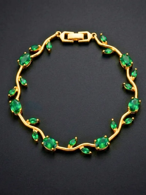 Gold-Plated_Red_&_Green_Stone_Studded_Waterproof_&_Anti-Tarnish_Bracelet_Tulip_Bracelet