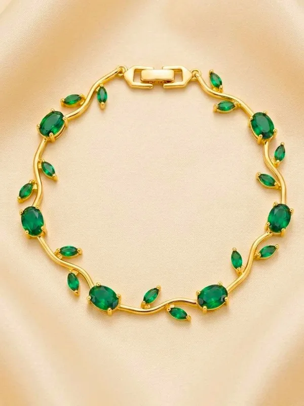 Gold-Plated_Red_&_Green_Stone_Studded_Waterproof_&_Anti-Tarnish_Bracelet_Tulip_Bracelet