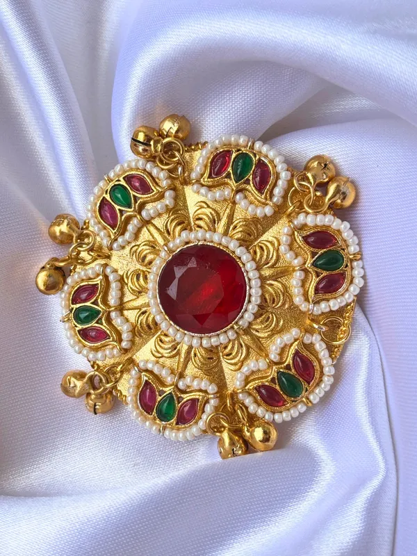 Gold-Plated_Red_Stone_Kundan_Floral_Statement_Ring