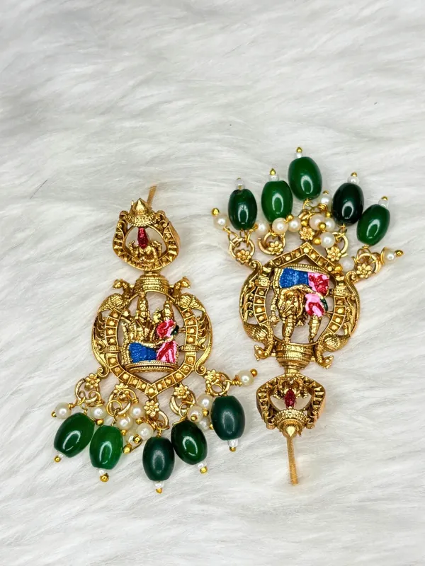 Gold-Plated_Traditional_Srinivasa_Kalyana_Bridal_Long_Haram_With_Earring_Temple_Jewellery_Set