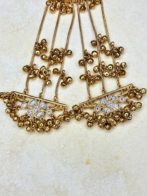 Gold-Plated_White_Stone_Ghungroo_Chain_Dangler_Statement_Earrings