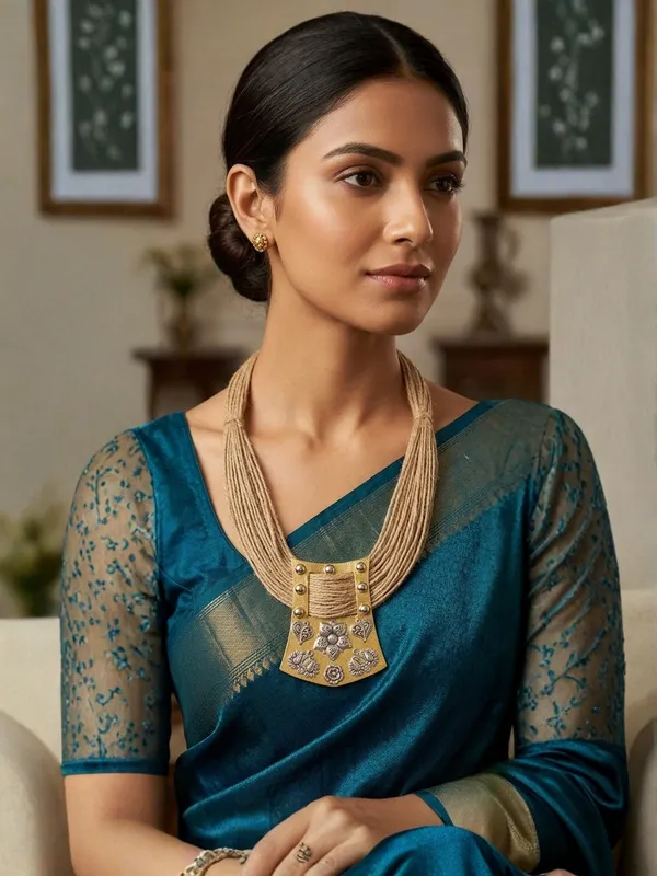Gold-Toned_Oxidised_Statement_Thread_Necklace