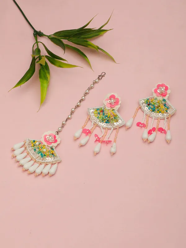 Hot_Pink_Blossom_Handmade_Jewelry_Set_With_Earrings_And_Maang_Tika_-_Haldi_Mehndi_Jewellery