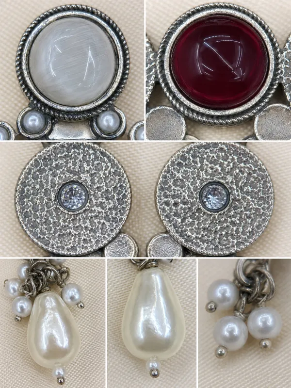 Maroon_&_White_Stone_Pearl_Embellished_Oxidised_Chandbali_Statement_Earrings