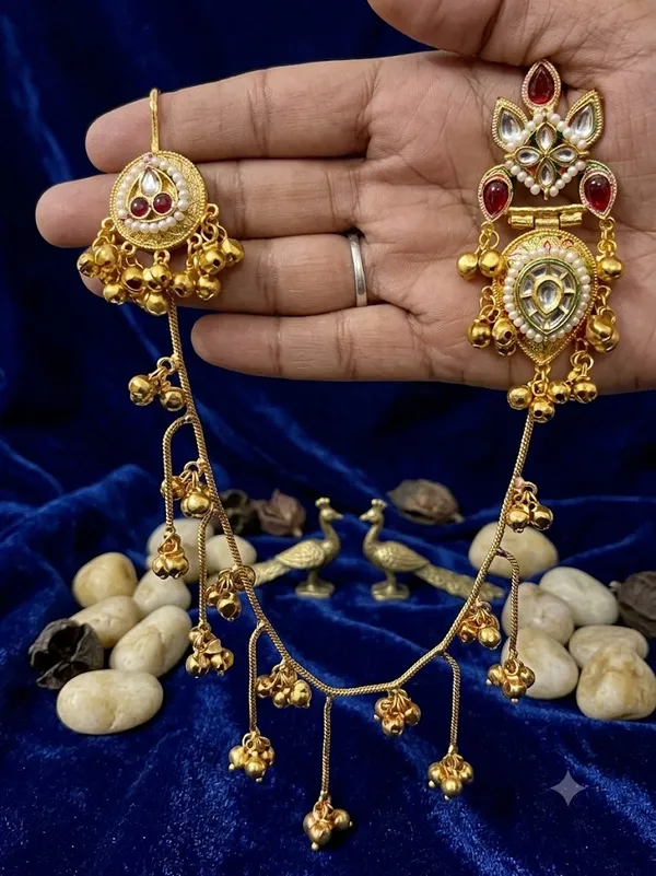 Gold_Plated_Kundan_Studded_Ear_Chain_Kanchain_Earrings