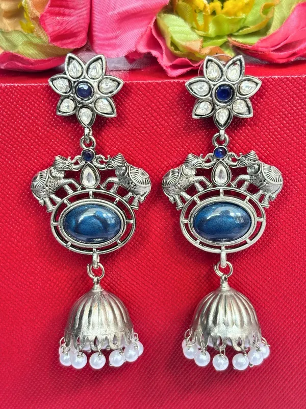 Oxidised_Silver_Plated_Elephant_Shaped_Jhumkas_Earrings