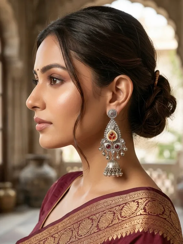 Oxidised_Silver_Plated_Peacock_Shaped_Jhumkas_Earrings