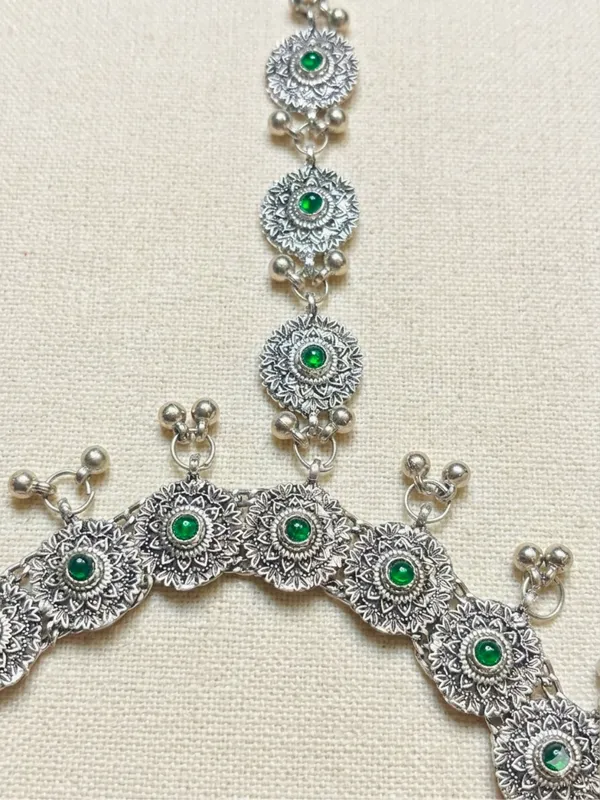 Women_Oxidised_Silver-Plated_Pink_Kundan_Stone-Studded_Anklet_With_Toe_Ring