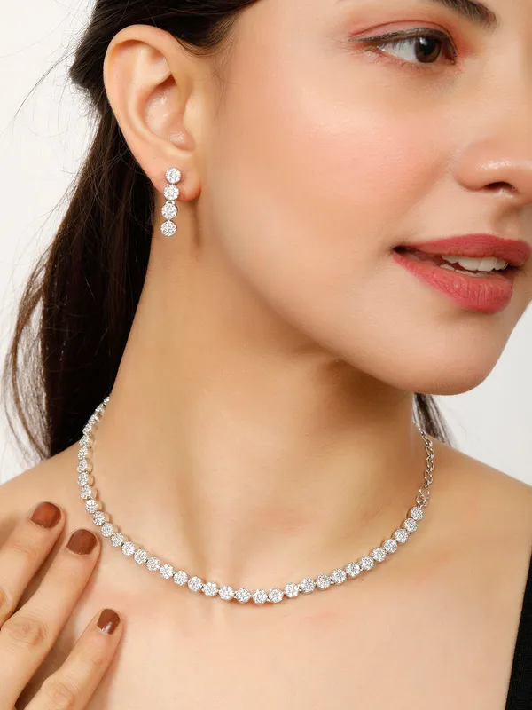 Rhodium_Plated_Ad_&_Cubic_Zirconia_Studded_Jewellery_Set