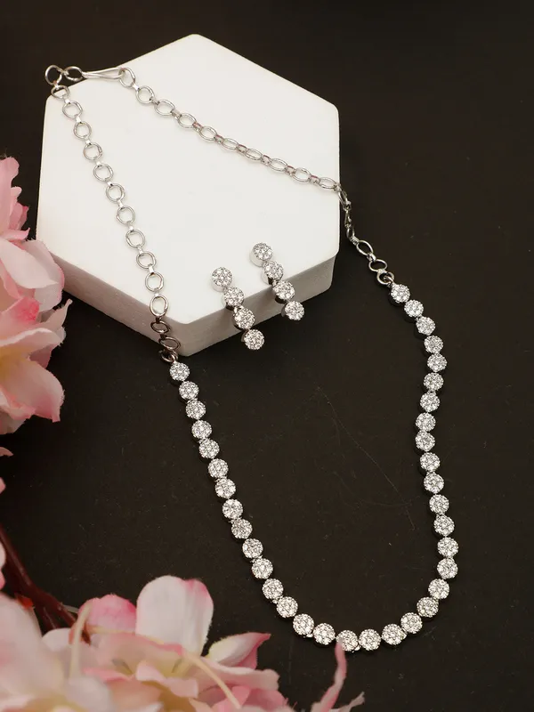 Rhodium_Plated_Ad_&_Cubic_Zirconia_Studded_Jewellery_Set