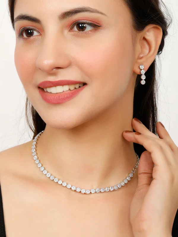 Rhodium_Plated_Ad_&_Cubic_Zirconia_Studded_Jewellery_Set