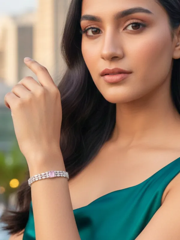 Rhodium_Plated_Pink_Ad_&_Cubic_Zirconia_Studded_Bangle-Style_Openable_Bracelet