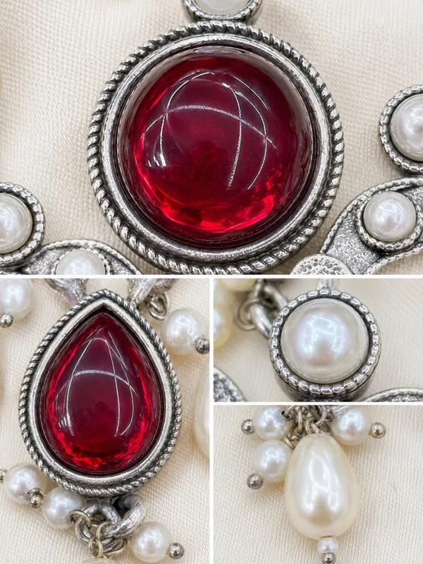 Ruby_Red_Stone_&_Pearl_Embellished_Oxidised_Chandbali_Statement_Earrings
