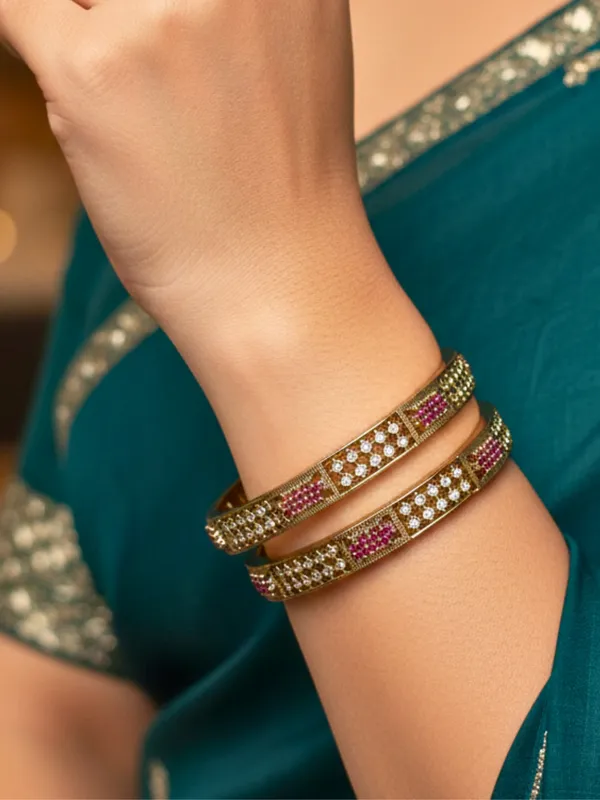 Pink_&_White_22K_Gold-Plated_Ad_Stones_Handcrafted_Bangles