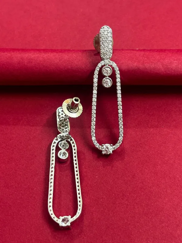 Silver-Plated_Contemporary_Ad_Studded_Drop_Earrings