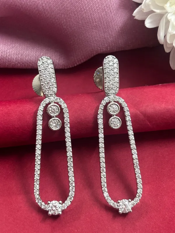 Silver-Plated_Contemporary_Ad_Studded_Drop_Earrings