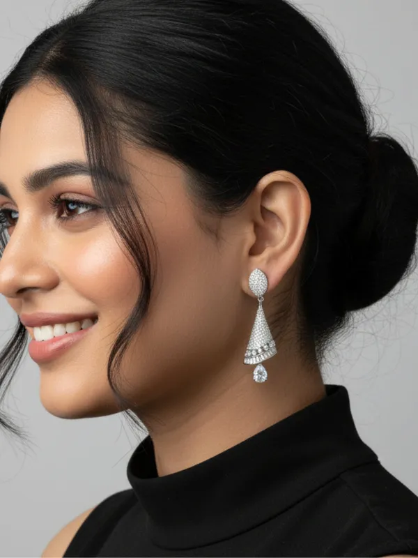 Silver-Plated_Contemporary_Ad_Studded_Drop_Earrings