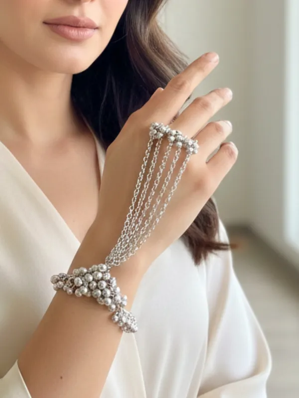 Silver_Plated_Hathphool_Ring_Bracelet_(One_Hand_Only)