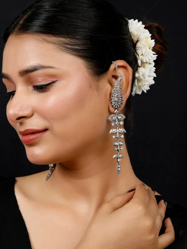 Silver_Plated_Oxidised_Contemporary_Drop_Earrings