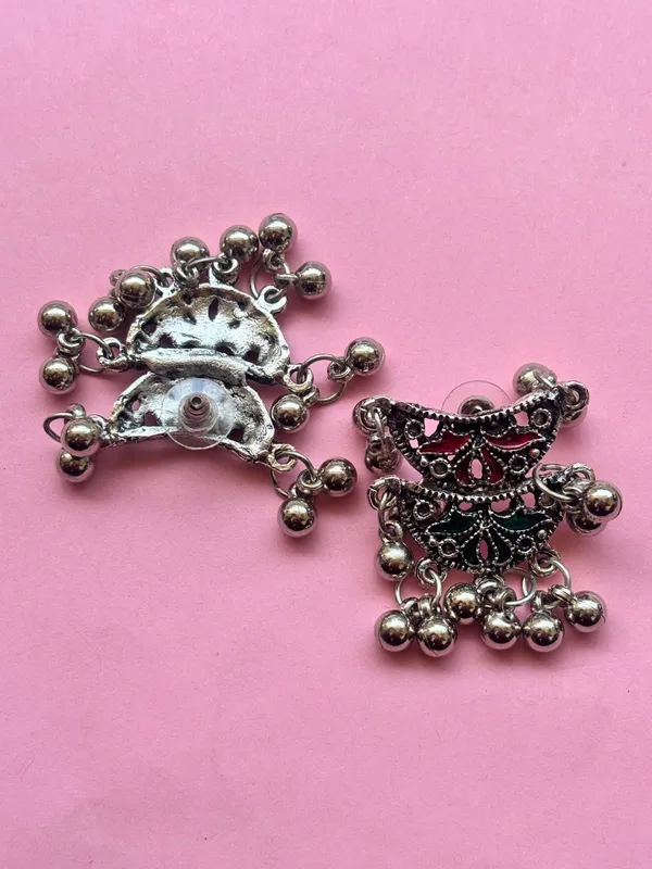 Silver-Plated_Oxidized_Meenakari_Floral_Long_Necklace_Set