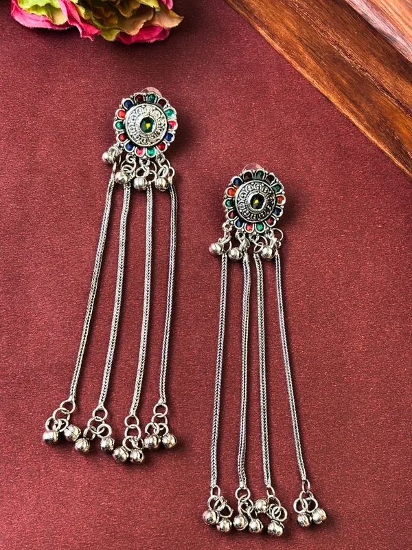 Silver_Toned_Oxidised_Kashmiri_Long_Drop_Earrings