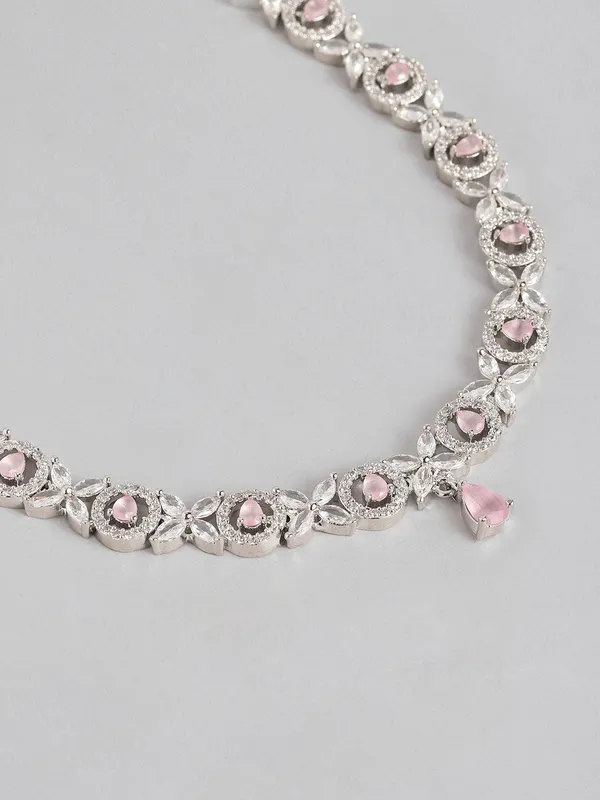 American_Diamond_Pink_Studded_Jewellery_Set