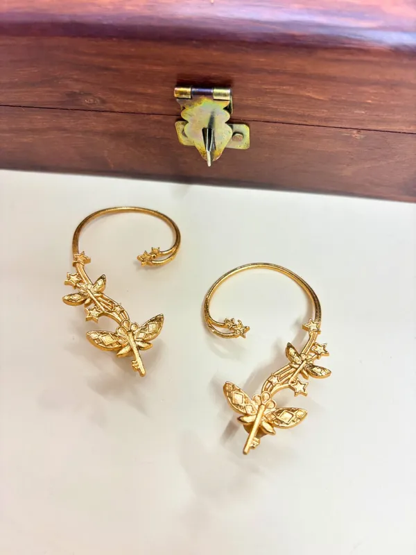 Gold_Plated_Butterfly_Contemporary_Ear_Cuff_Earrings