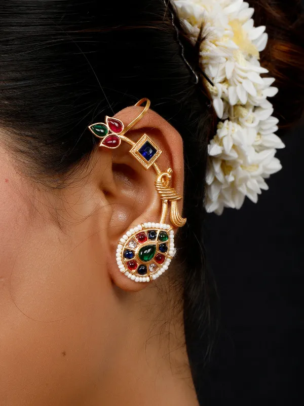 Gold_Plated_Contemporary_Ear_Cuff_Earrings