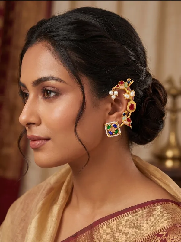 Gold_Plated_Contemporary_Ear_Cuff_Earrings