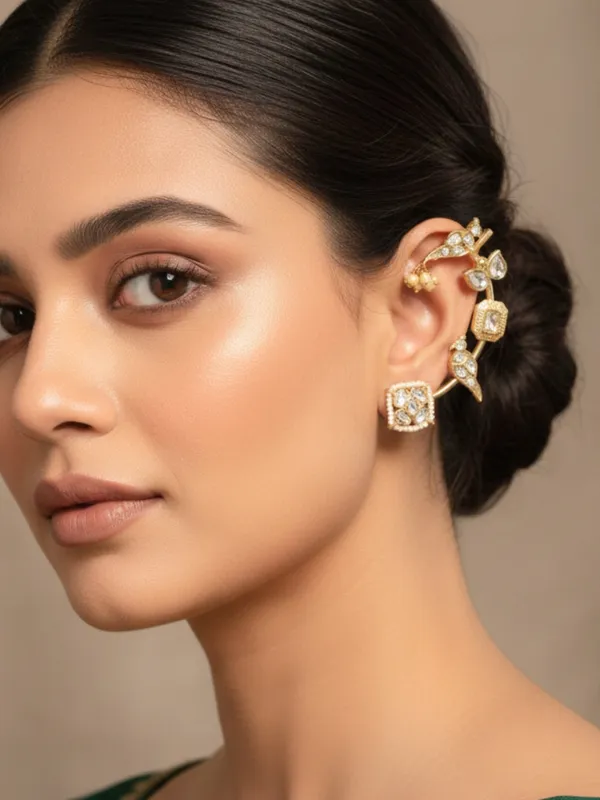 Gold_Plated_Contemporary_Ear_Cuff_Earrings